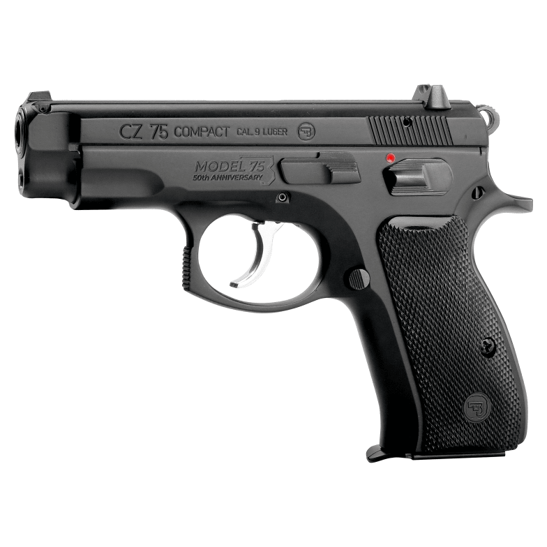CZ 75 D PCR Compact 50th Anniversary Elite 9mm 15rd Blk Polycoat Aluminum Frame, Snag-Free FS, Decocker, Blk Rubber Grips Full-Size Handgun 91209