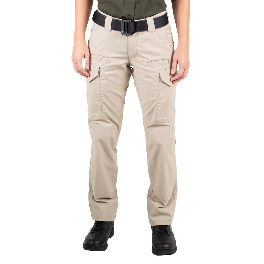 First Tactical Women's V2 Tactical Pants 2-Way Stretch Water Resistant Double-Dyed Khaki 124011-055 - Main Image