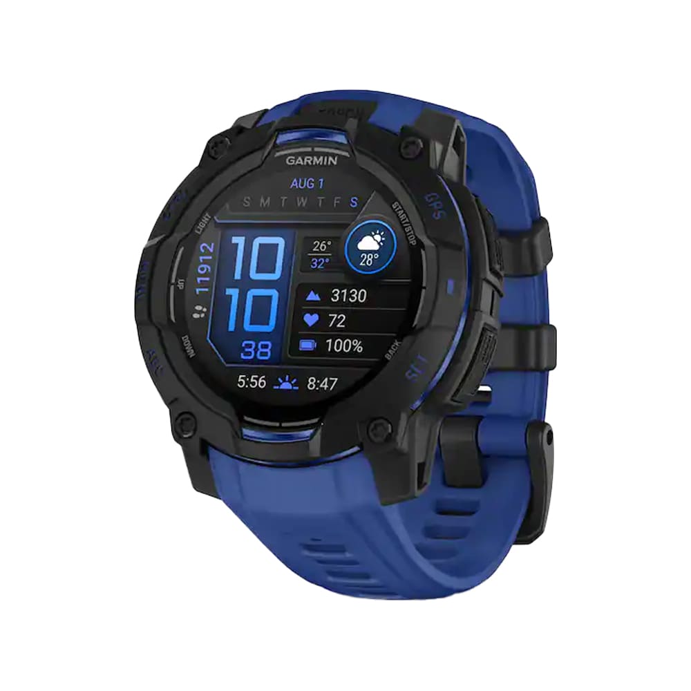 Garmin Limited Edition Instinct 3 - 45mm Amoled Black w/Bolt Blue/Black Silicone Band Smartwatch 010-02936-03