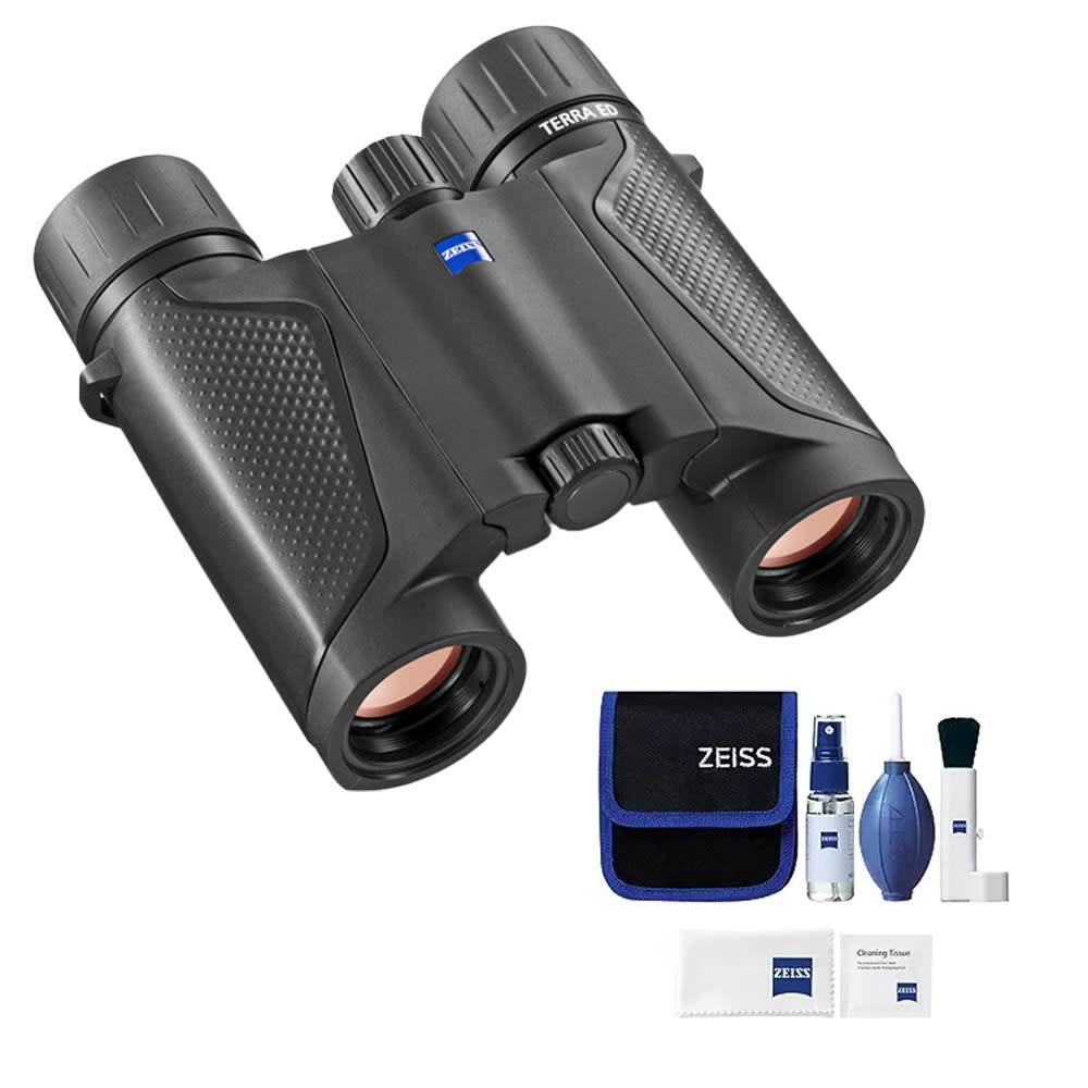 Zeiss Terra ED Pocket 10x25 Black Binoculars and Cleaning Kit Bundle 522503-9901-Zeiss-2390-186-KIT - Main Image
