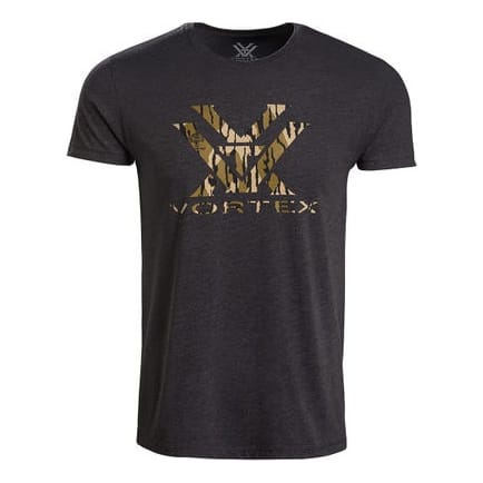 Vortex Optics Mossy Oak Bottomland Camo Core Logo SS T-Shirt Charcoal Heather Men's Size 126-33-CHH - Main Image