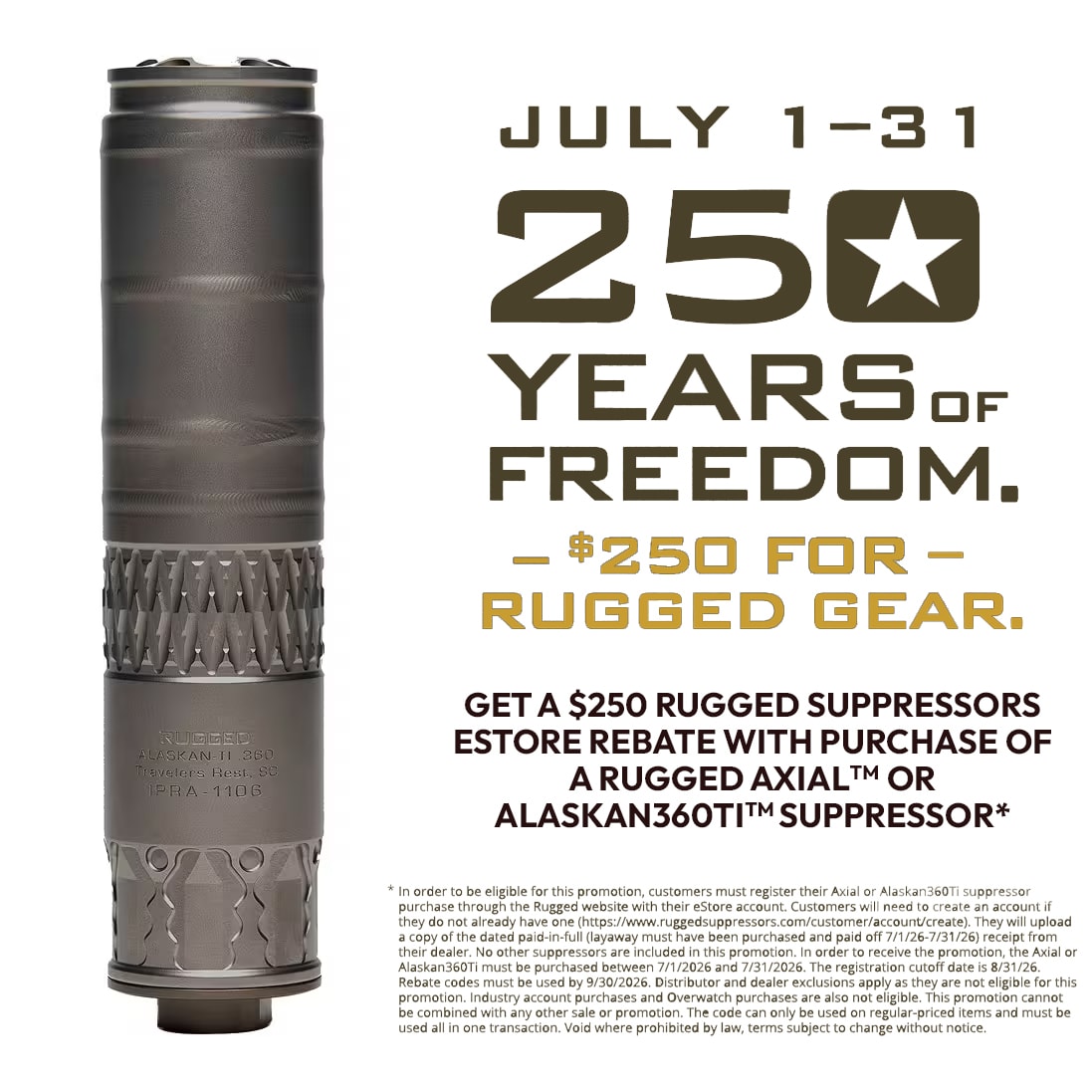 Rugged Suppressors Alaskan360 Ti Suppressor AK360TI