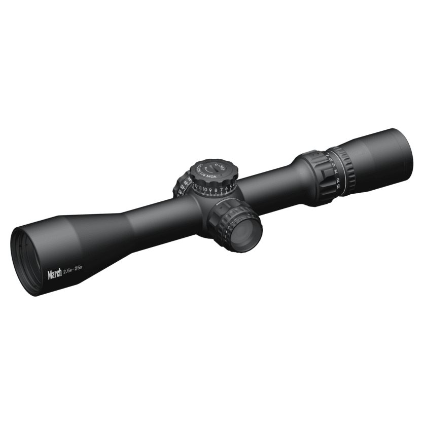 March Compact Tactical 2.5-25x42mm SFP MTR-FT Reticle 1/4MOA 6Level Illum Riflescope D25V42TI-MTR-FT