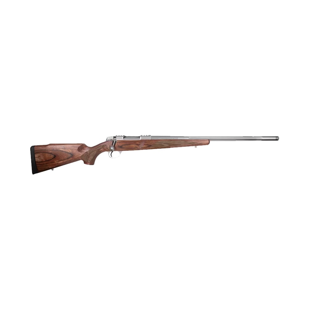 Sako 90 Varmint Laminated Stainless Steel 223 REM No Sights 23.7 Fluted BBL 1:8 TPI RH Std Trig 5RD Laminate / Oiled Brown J05158
