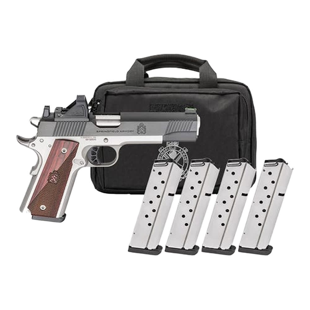 Springfield Armory Ronin 1911 .45 ACP 5" Bbl Blued/Stainless Handgun w/ Viridian RFX11 Optic, Pistol Bag, 4x8rd Mags PX9120LAOS-PAC - Main Image