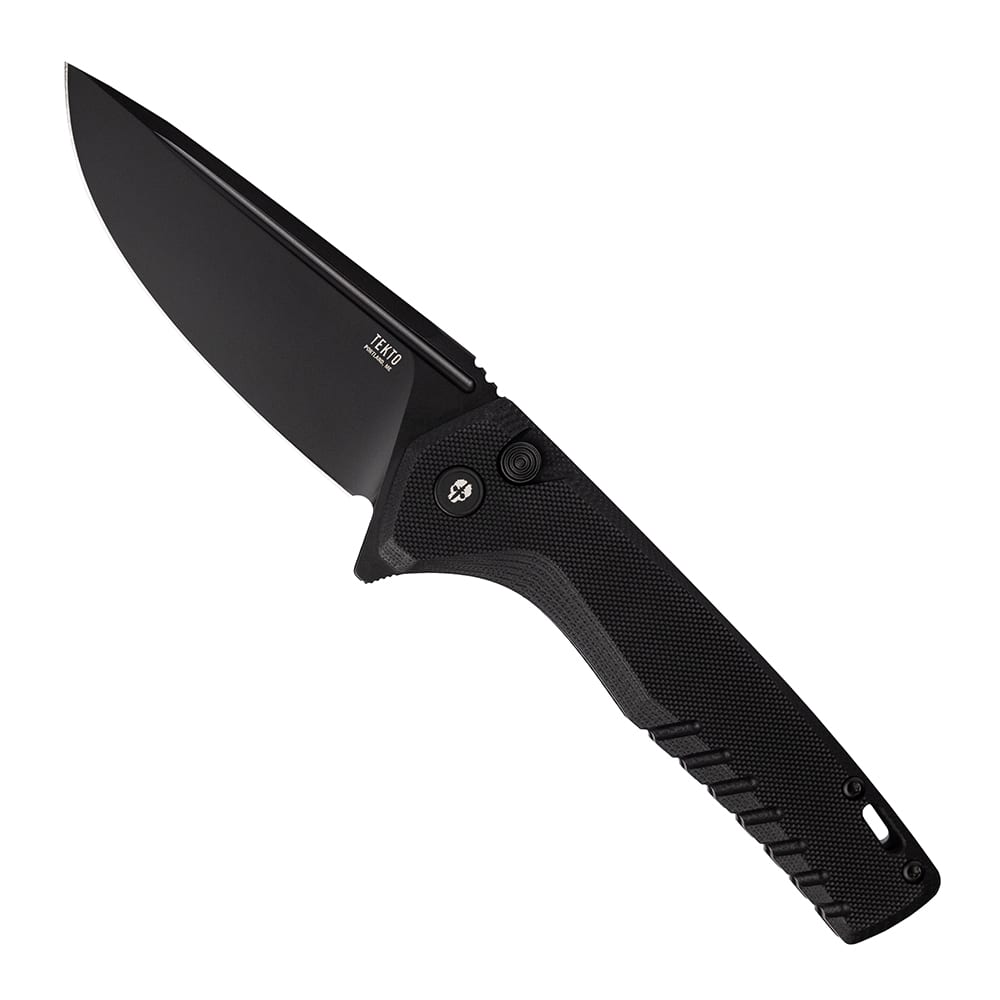 Tekto F3 Charlie Black D2 Blade Black G10 Handle Black Accents Drop Lock Fine Edge Folding Knife F3R-G1BK-D2BK1-A1 - Main Image