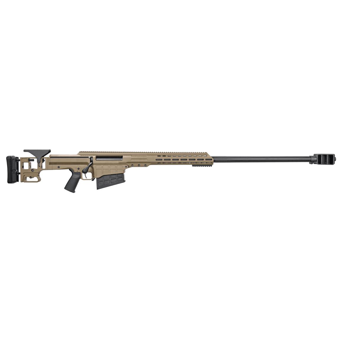 Barrett MRADELR .416 Barrett 30" Heavy 1:12" Bbl QDL Muzzle Brake FDE Cerakote Rifle w/(2) 5rd Mags, Bag Rider, (1) Acc Rail, & Carrying Case 19985