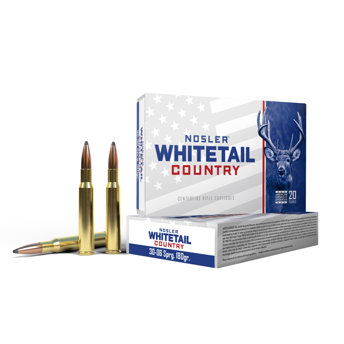 Nosler Whitetail Country 30-06 Springfield 180gr Solid Base Ammunition. 20rd Box 40147 - Main Image