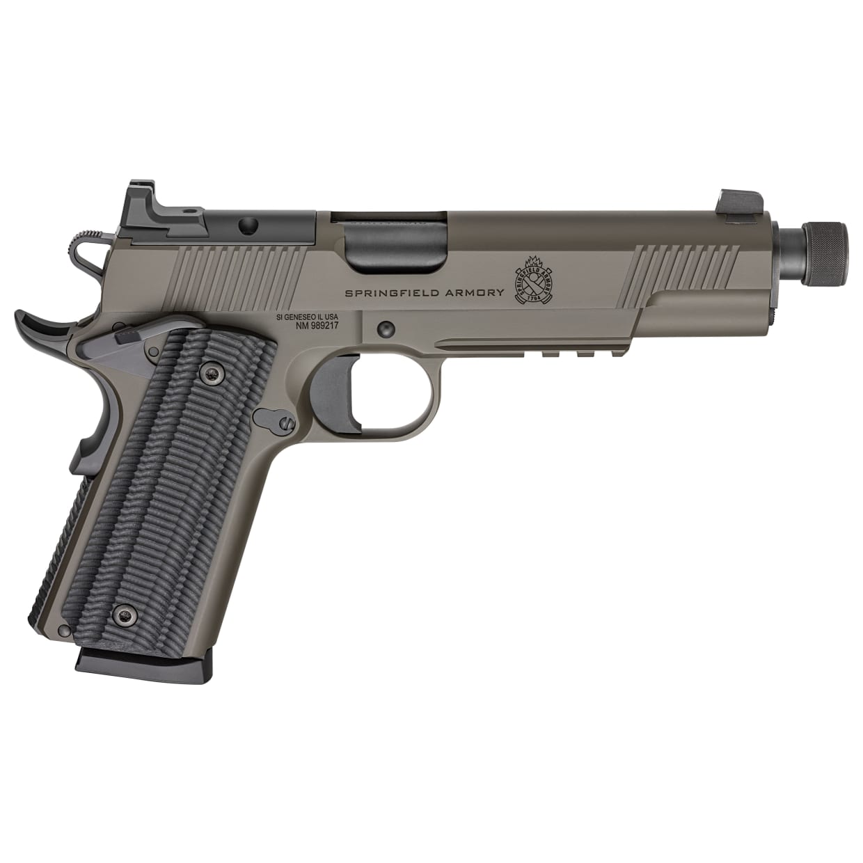Springfield Armory 1911 Operator .45 ACP 5" Threaded Bbl OD Green Handgun w/ AOS Plate, U-Notch Tritium Sights, 2x8rd Mags POT9230GAOS - Main Image
