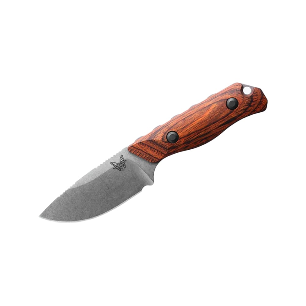 Benchmade Hidden Canyon Hunter Fixed Blade Drop-Point Dark Brown Wood Stabilized Wood Knife 15017