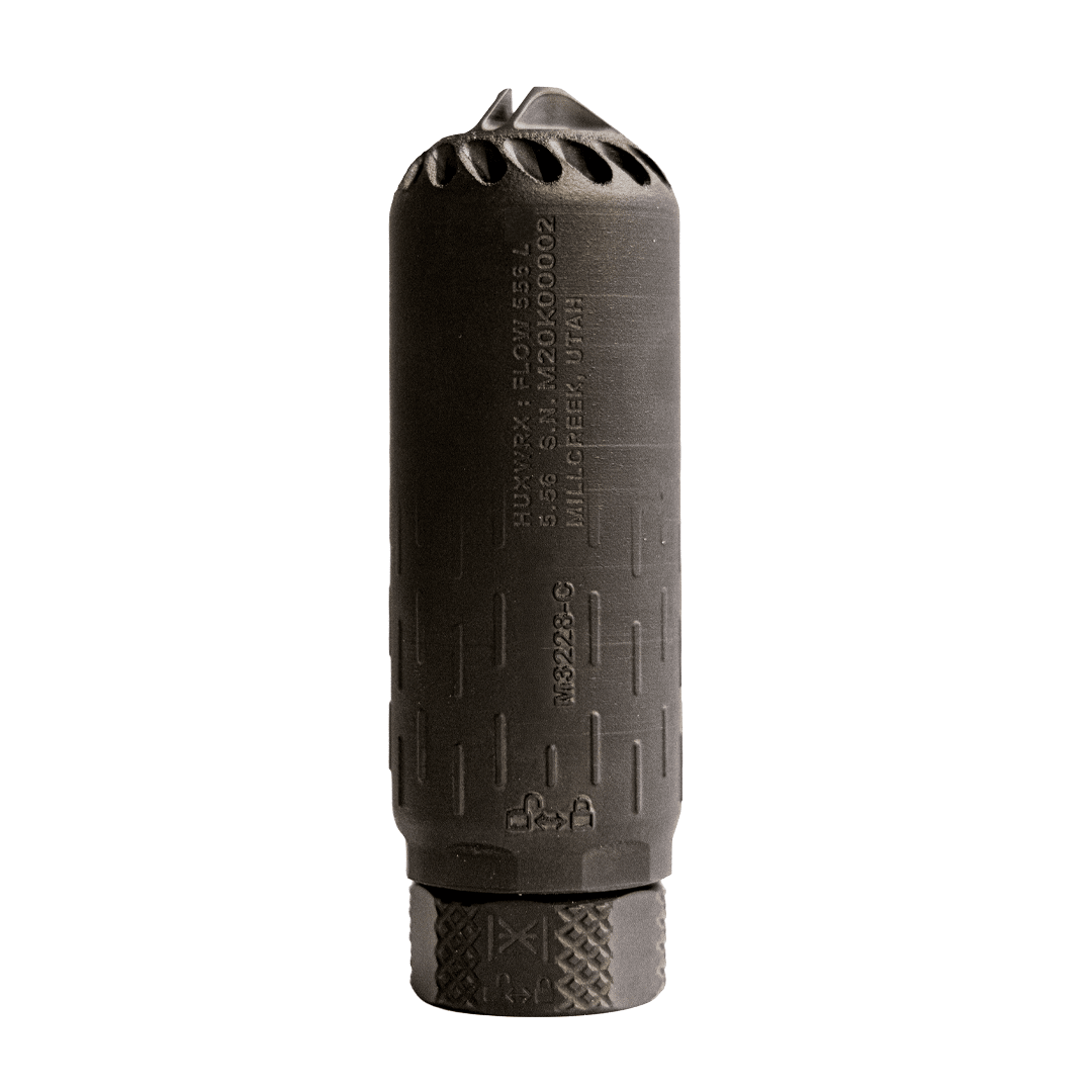 HUXWRX FLOW 556k LS Silver Magic Kit with 5.56 Quick-Detach 5.5" Stainless Steel Suppressor and 1/2x28 Flash Hider M3821 - Main Image