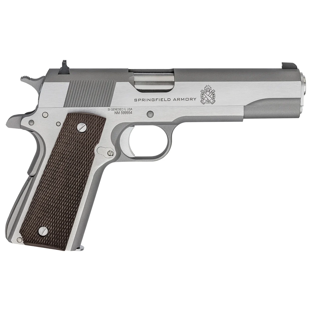 Springfield Armory 1911 Mil-Spec .45 ACP 5" Bbl Stainless Handgun w/ Fixed 3-Dot Sights, 1x7rd Mag PBD9151L - Main Image