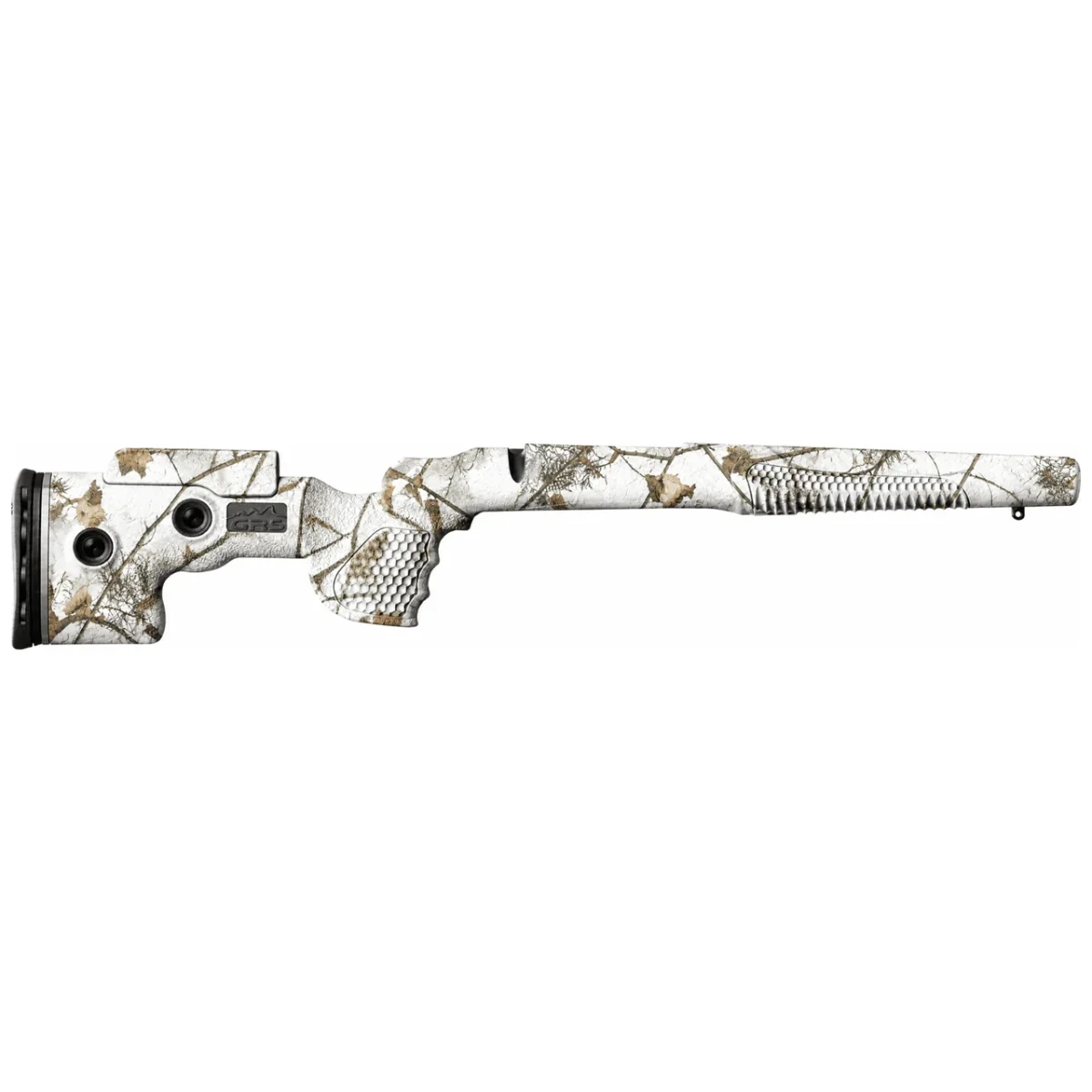 GRS Riflestocks Hydrodipped Fenris Weatherby Short-Action 755mm Stock w/ .5" Limbsaver, Adjustable LOP & Cheekpiece, Snow Camoflage 106534 - Main Image