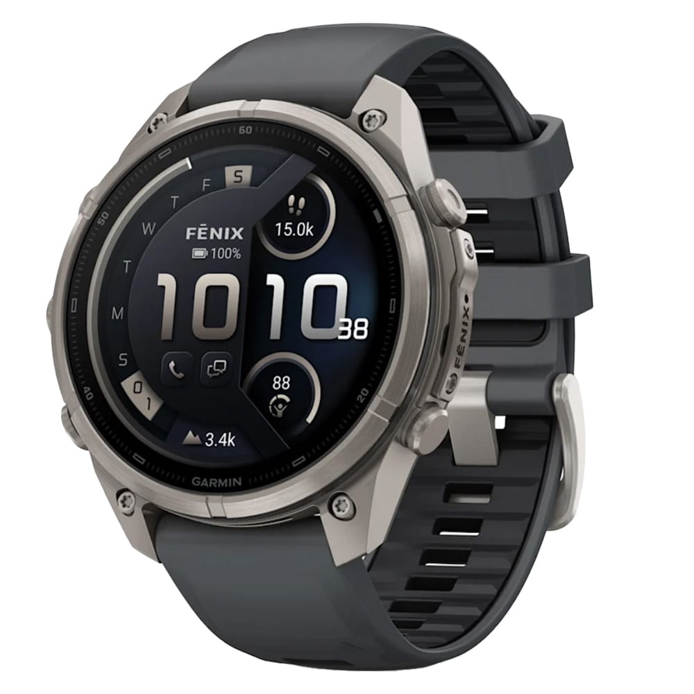 Garmin Fenix 9 Pro 47mm Titanium Smartwatch w/ inReach, AMOLED Display, Graphite-Black Silicone Band 010-04336-20 - Main Image