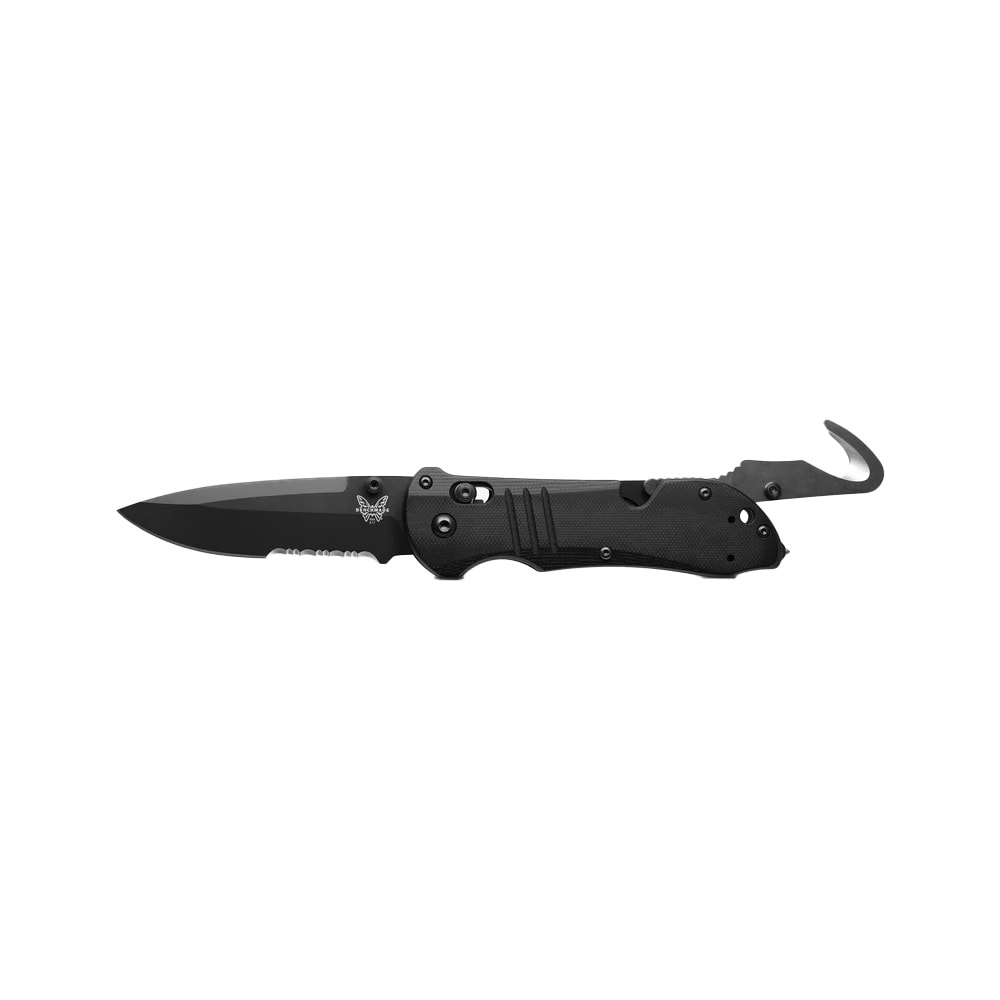 Benchmade Triage AXIS Serrated Drop-Point Hook Tactical Black G10 Knife 917SBK