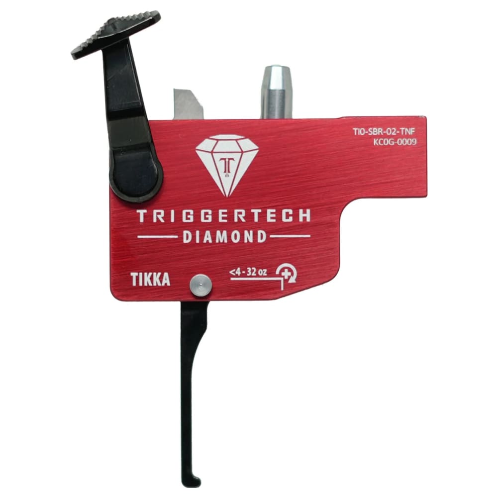 TriggerTech Diamond Trigger for Tikka T3, T3x, & T1x 4oz-32oz Adj Pull Weight, Straight Flat Lever, RH Red ZCT, CLKR, TKR Technology TI0-SRB-02-TNF