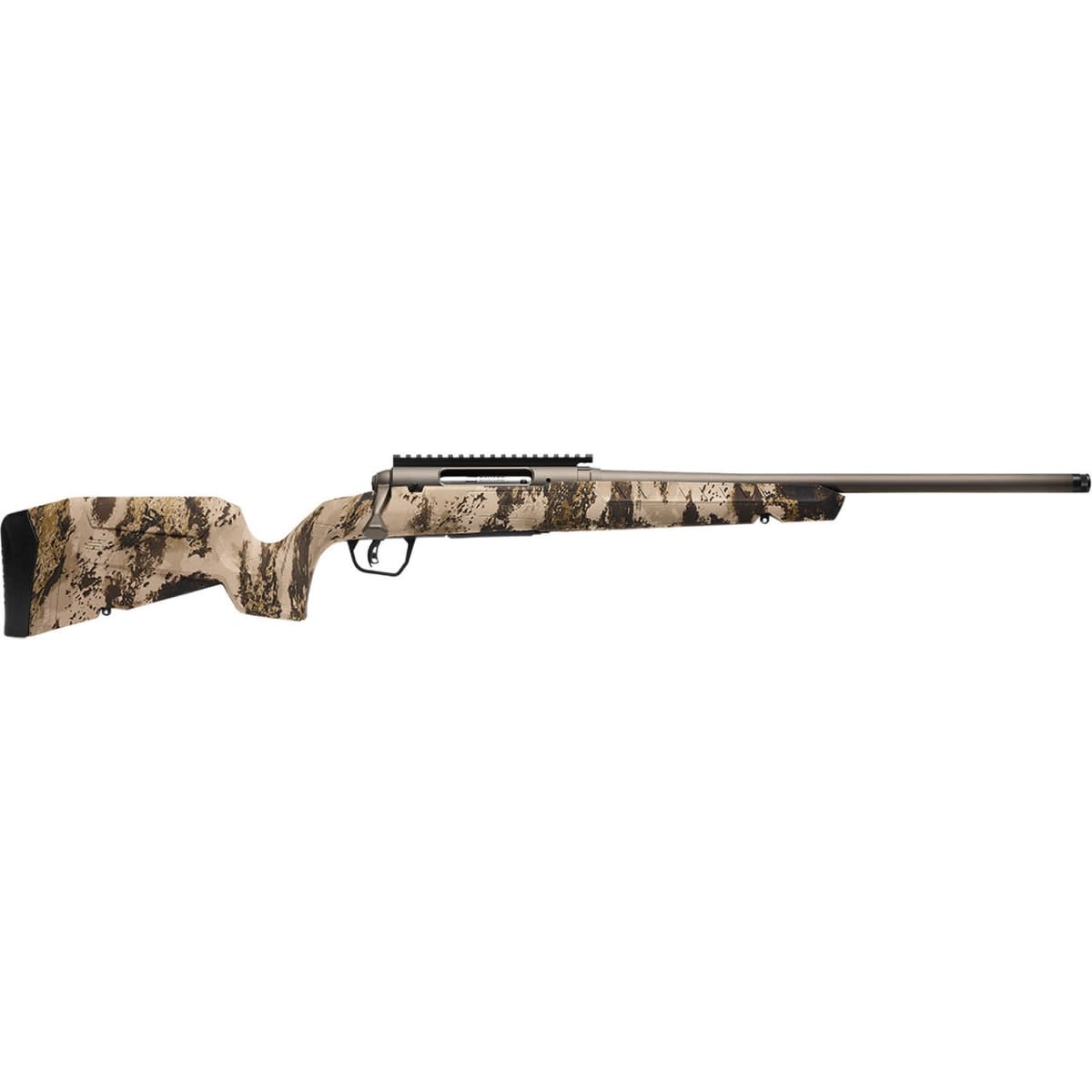 Savage Arms G4 Axis 2 Pro Woodland 6mm ARC 1:7.5" 5/8x24 20" Heavy Sporter Spiral Fluted Bbl Carbon Steel/Synth Gun Metal BRZ Rifle 33210 - Main Image