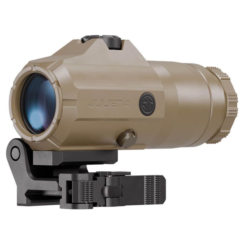 Sig Sauer JULIET4T-AMR 4x24mm Magnifier w/ Flip to Side Mount, Auto-Modified Reticle System, IPX8 Waterproof, Aluminum Housing, FDE SOJ4T011 - Main Image