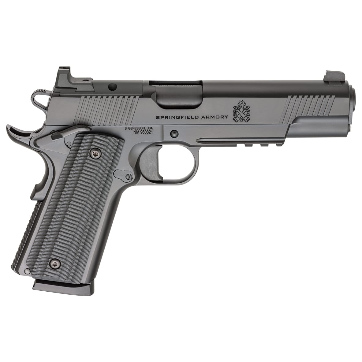 Springfield Armory 1911 Operator .45 ACP 5" Threaded Bbl Black Handgun w/ AOS Plate, U-Notch Tritium Sights, 2x8rd Mags PO9240AOS - Main Image