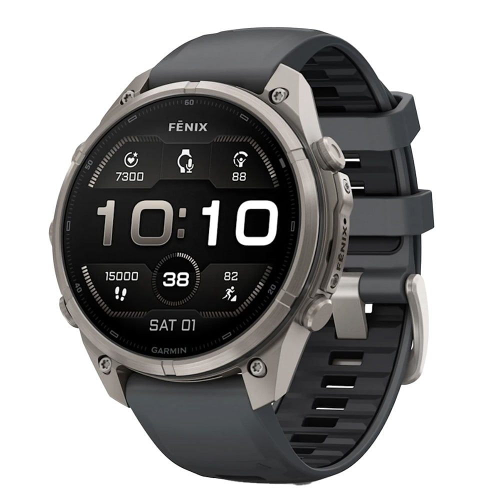 Garmin Fenix 9 Pro 47mm Titanium Smartwatch w/ Built-In Flashlight, AMOLED Display, Graphite-Black Silicone Band 010-04336-25 - Main Image