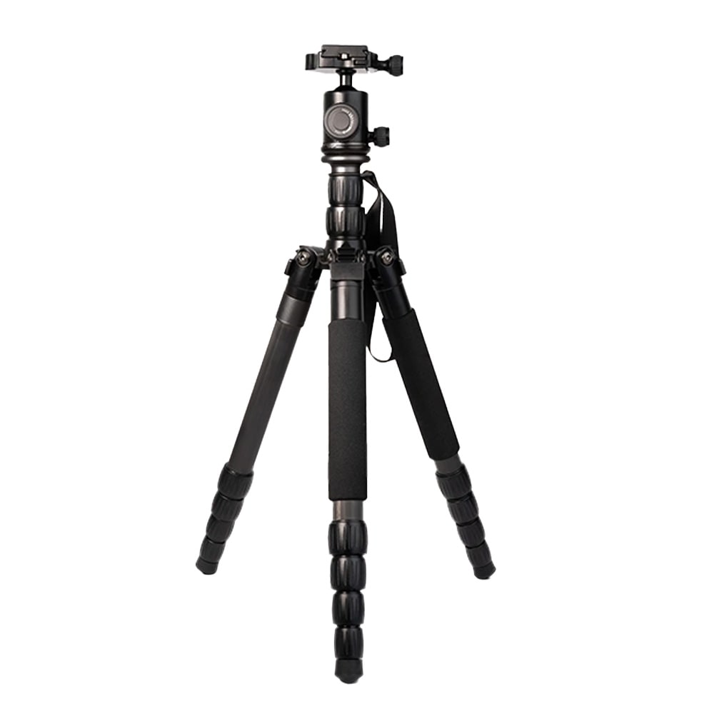 German Precision Optics Carbon Fiber Tripod-Twist-Lock, 13.7"-59.8"Height, 5-Segment, 33lbs Capacity, 2.6lbs Weight w/Ball Head&QR Adapter Plate A410 - Main Image