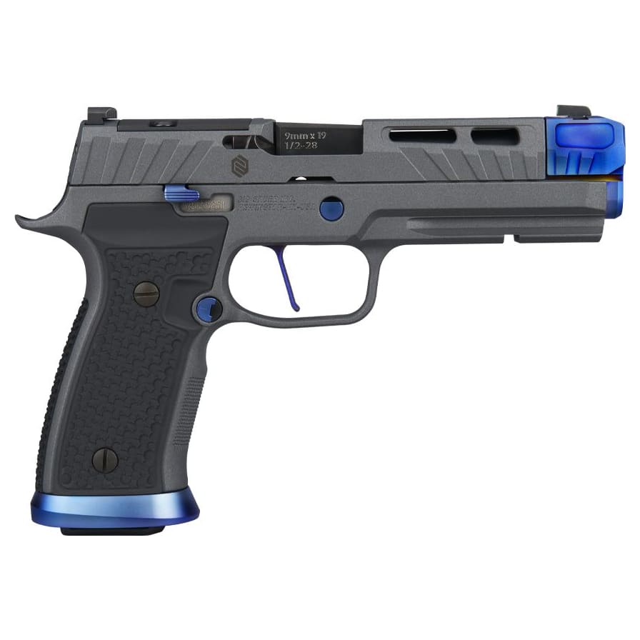 Sig Sauer P320 Nightshift 9mm 4.6" Threaded Bbl Black/Blue Handgun w/ Compensator, SIG-LOC Slide, 2x21rd Magazines 320SXGF-9-BXR3-COMP-BLUE - Main Image