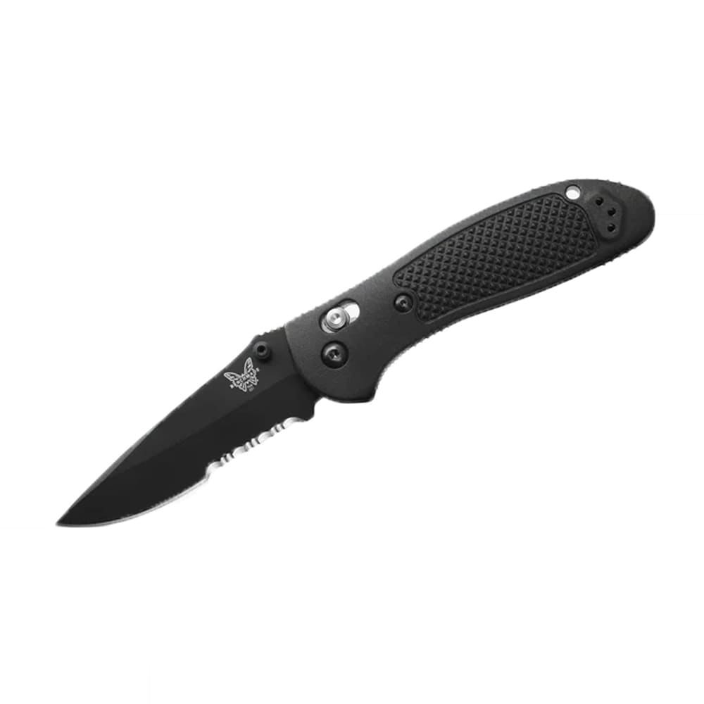 Benchmade Pardue Griptilian AXIS Stud Serrated Drop-Point Black Grivory Knife 551SBK-S30V