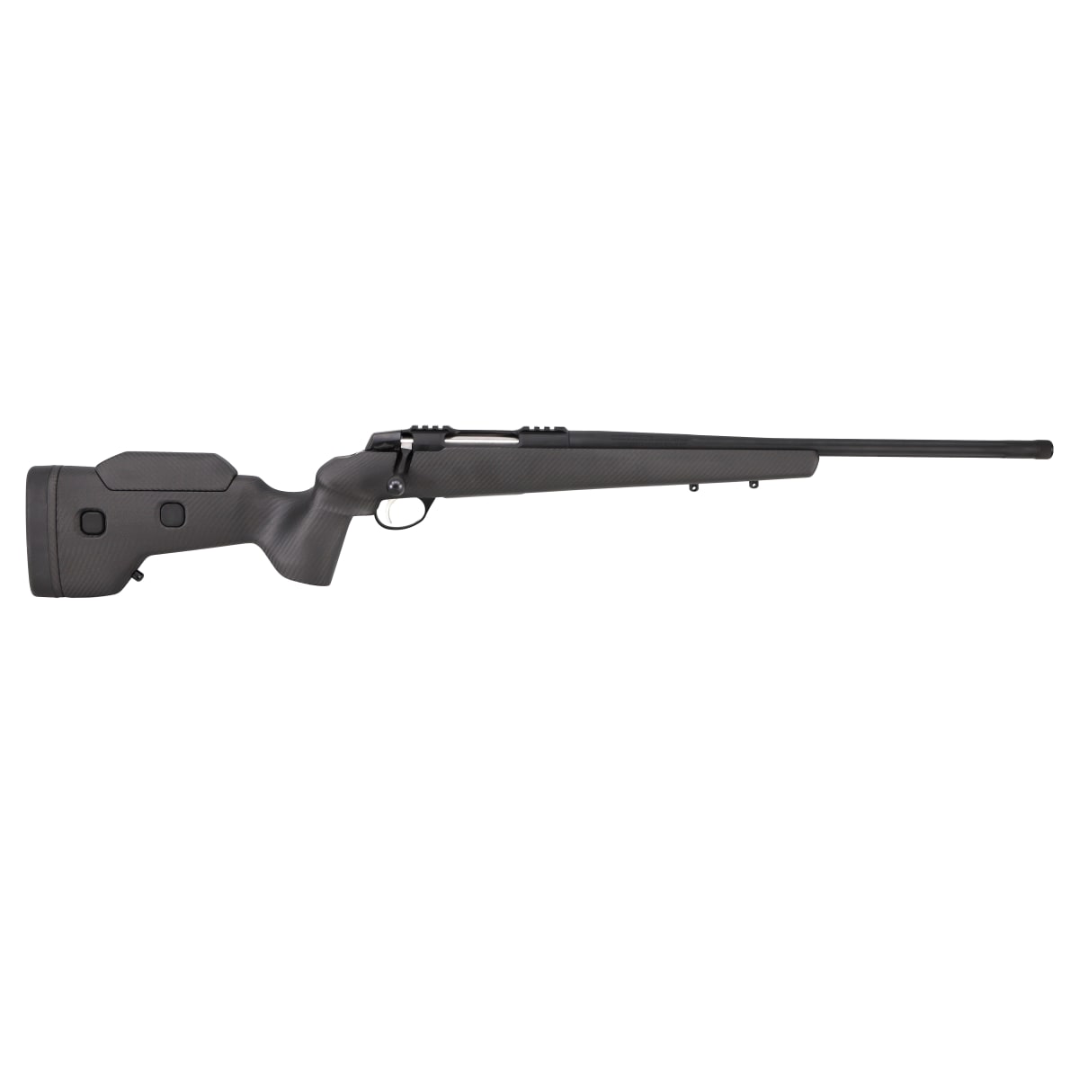 Sako 90 Quest Stainless Steel 22-250 REM No Sights 20 Fluted BBL 1:14 5/8x24 TPI RH SS Trig 5RD Carbon Fiber/Black J05195