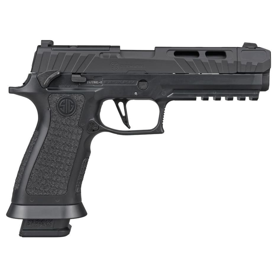 Sig Sauer P320 Spectre Comp Blackout .177 Cal CO2 Black Air Pistol w/(1) 20rd RPM Magazine and White Dot Contrast Sights AIR-P320SC-177-BLK