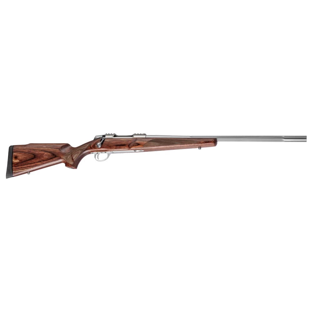 Sako 90 Varmint Laminated Stainless Steel 308 WIN No Sights 23.7 Fluted BBL 1:10 5/8x24 TPI RH SS Trig 5RD Laminate / Oiled Brown J06120