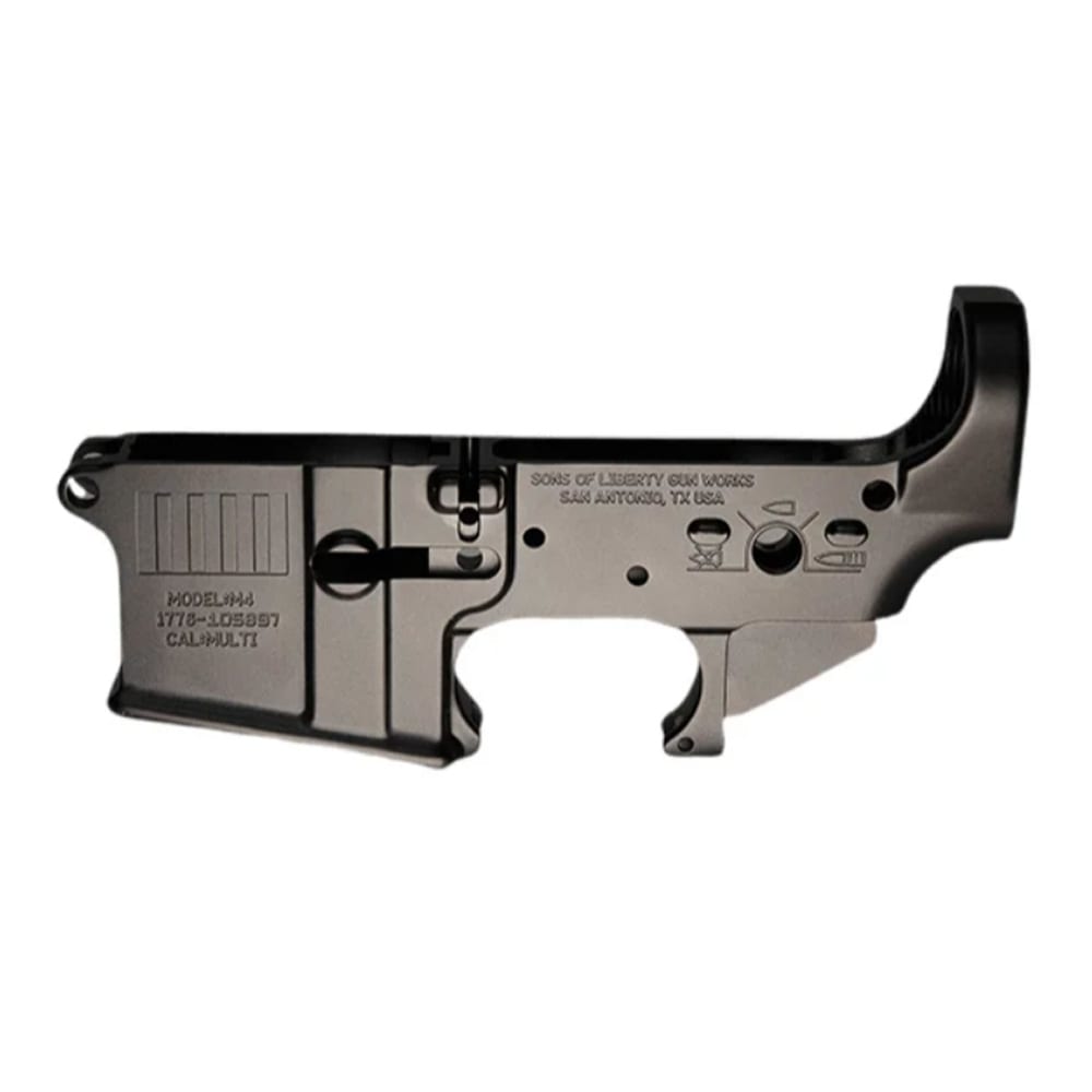 Sons of Liberty Gun Works Stripes Logo Stripped Lower Receiver L-Stripes-A-BLK - Main Image