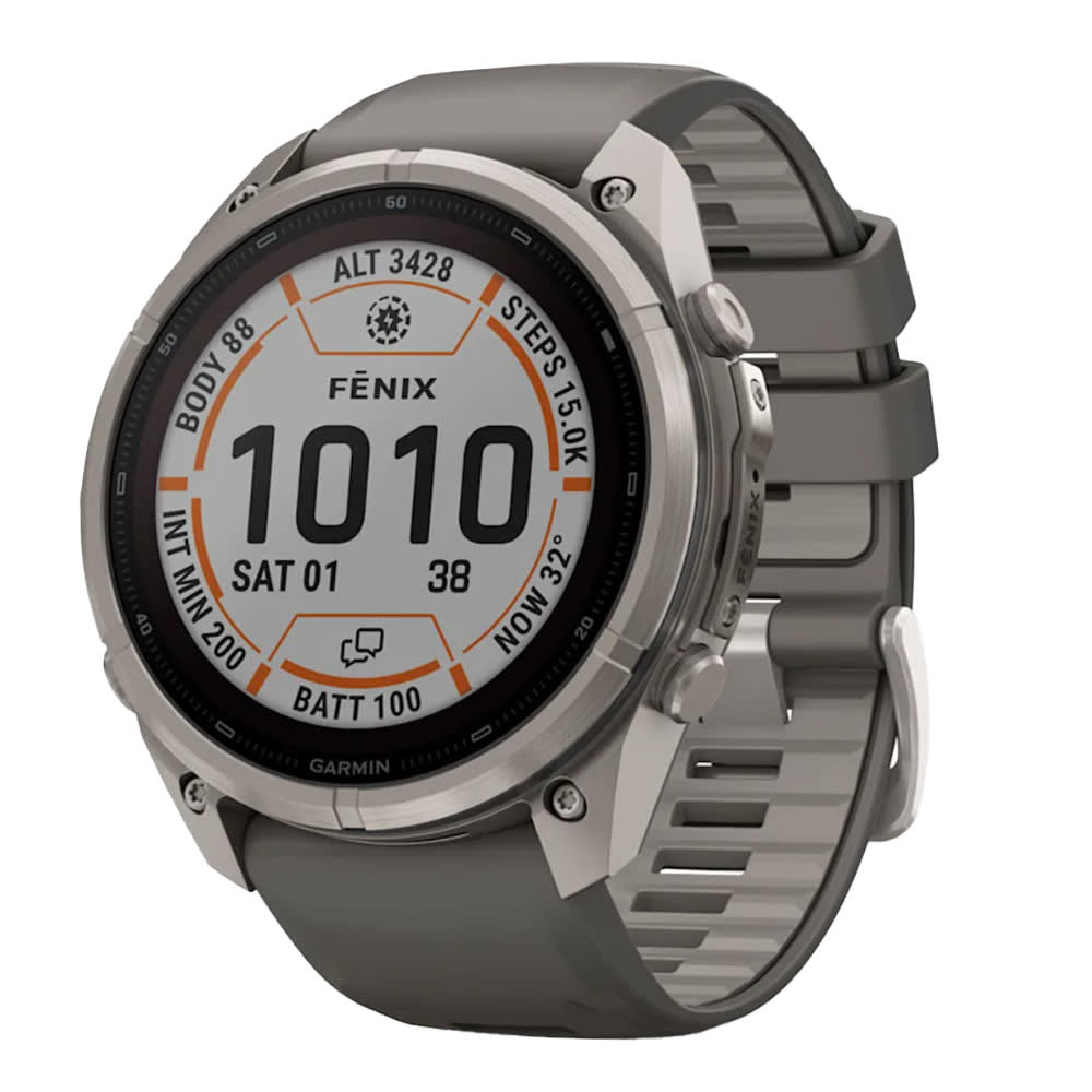 Garmin Fenix 9 Pro 51mm Titanium Smartwatch w/ inReach, Solar Display, Pebble Gray-Silver Gray Silicone Band 010-04339-00 - Main Image