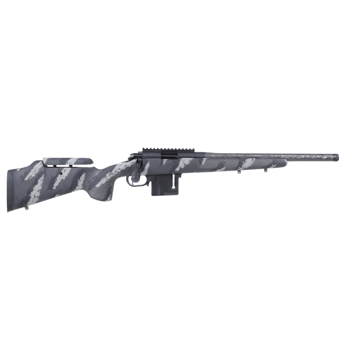Vudoo Gun Works Gen2 18" Bbl Proof 1/2-28 30MOA PP Altitude Stock Adjustable Comb PP Rem SA M5 Bottom Metal SIN-V22-RH-BLK-CF18TB-PPA-SANTH