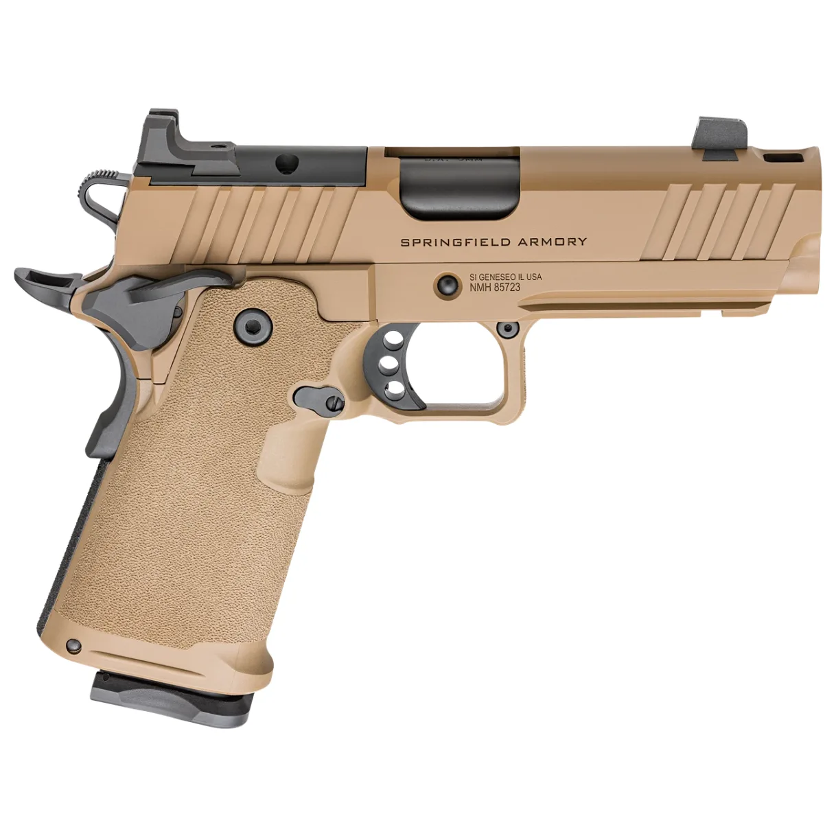 Springfield Armory 1911 DS Prodigy 9mm 4.25"Bbl Coyote Brown Handgun w/AOS Plate, U-Notch Trit Sights, Integrated Comp, 2x10rd Mags PH9117AOSCBLC-COMP - Main Image
