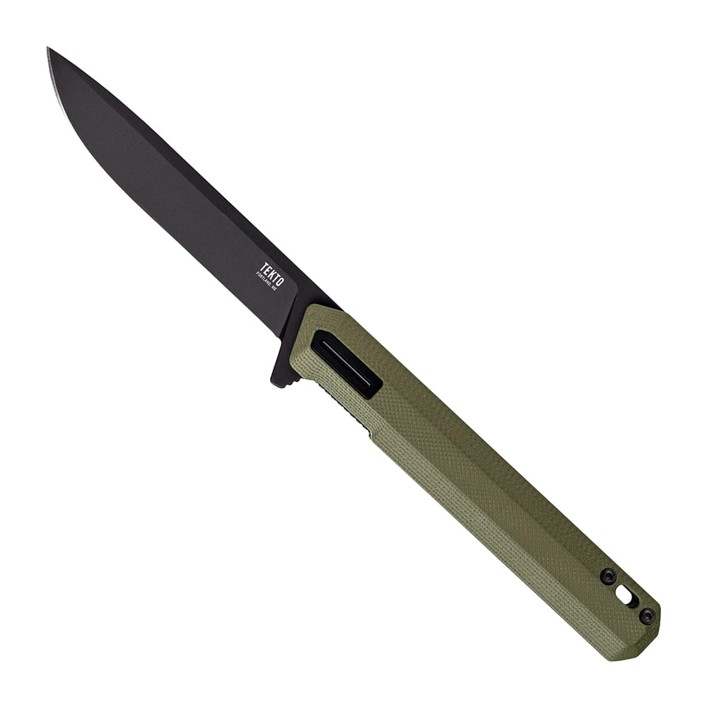 Tekto F2 Bravo Black D2 Blade OD Green G10 Handle Black Titanium Accents Fine Edge Folding Knife F2R-G1OD-D2BK1-A1 - Main Image