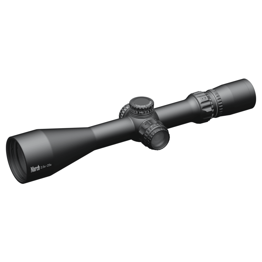 March Compact 2.5-25x52mm SFP MTR-5 Reticle 1/4MOA 6Level Illum Riflescope D25V52I-MTR-5