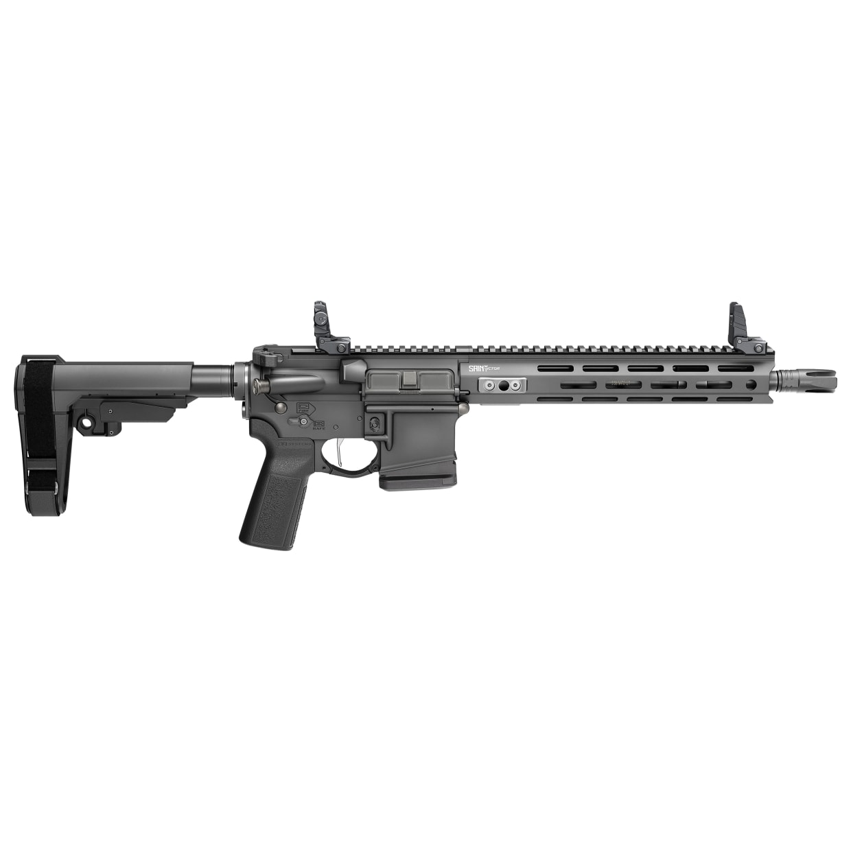 Springfield Armory Saint Victor 5.56 NATO 11.5" Bbl Black Pistol w/ SBA3 Brace, Flip-Up Sights, 1x10rd Mags STV9115556BPLCV2SBA3 - Main Image