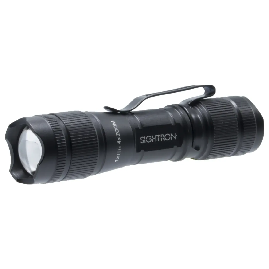 Sightron 1-4x Zoom 5W 150 Lumen LED Multi-Function Aluminum Flashlight w/ AA Battery and Removable Belt Clip 73016 - Main Image