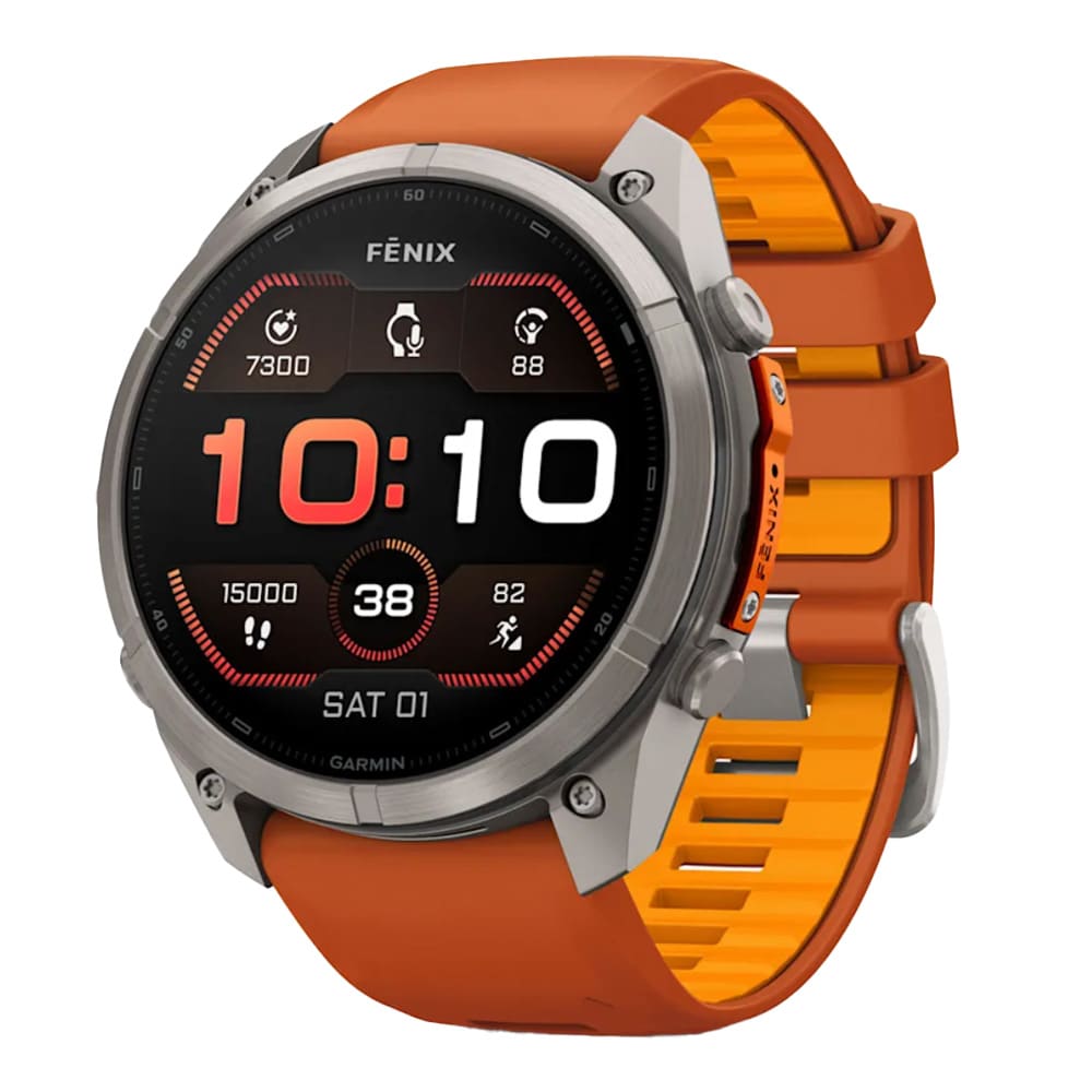 Garmin Fenix 9 Pro 51mm Titanium Smartwatch w/ Built-In Flashlight, AMOLED Display, Autumn Orange-Spark Orange Silicone Band 010-04337-05 - Main Image
