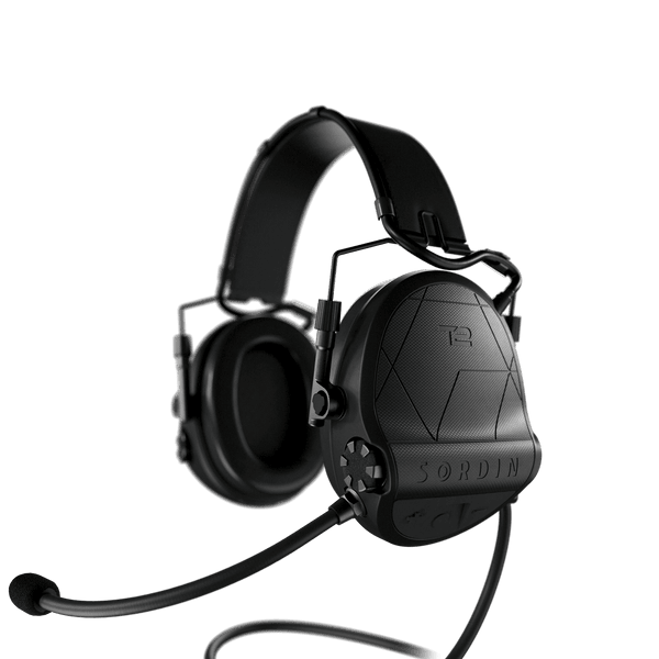 Sordin T2 CC Black Leather Memory Foam Headband Black Cups Hearing Protector 304004-10P - Main Image