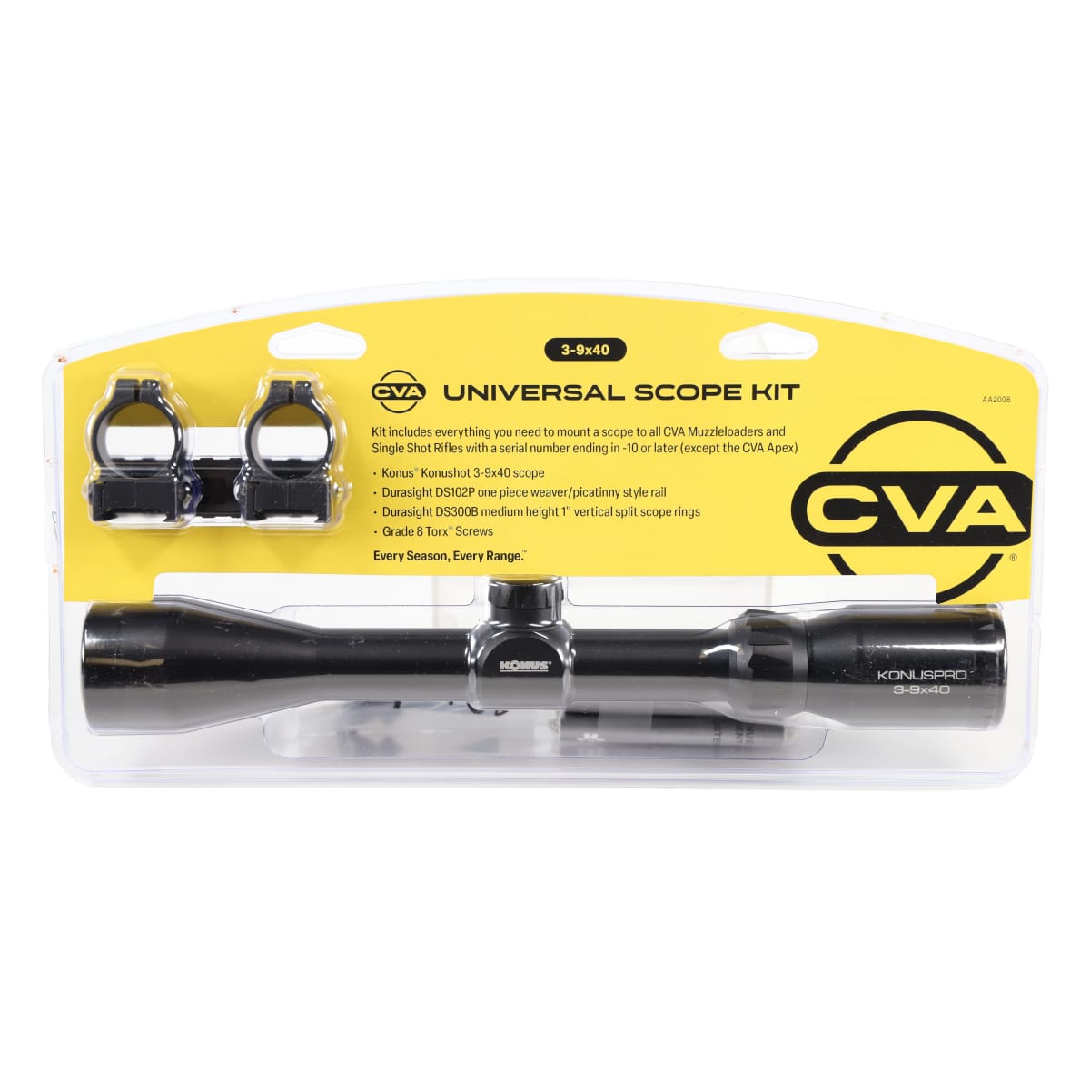 CVA ML 3-9x40 ML Ballistic Reticle Scope Kit w/Medium Mounts & Rings AA2008 - Main Image