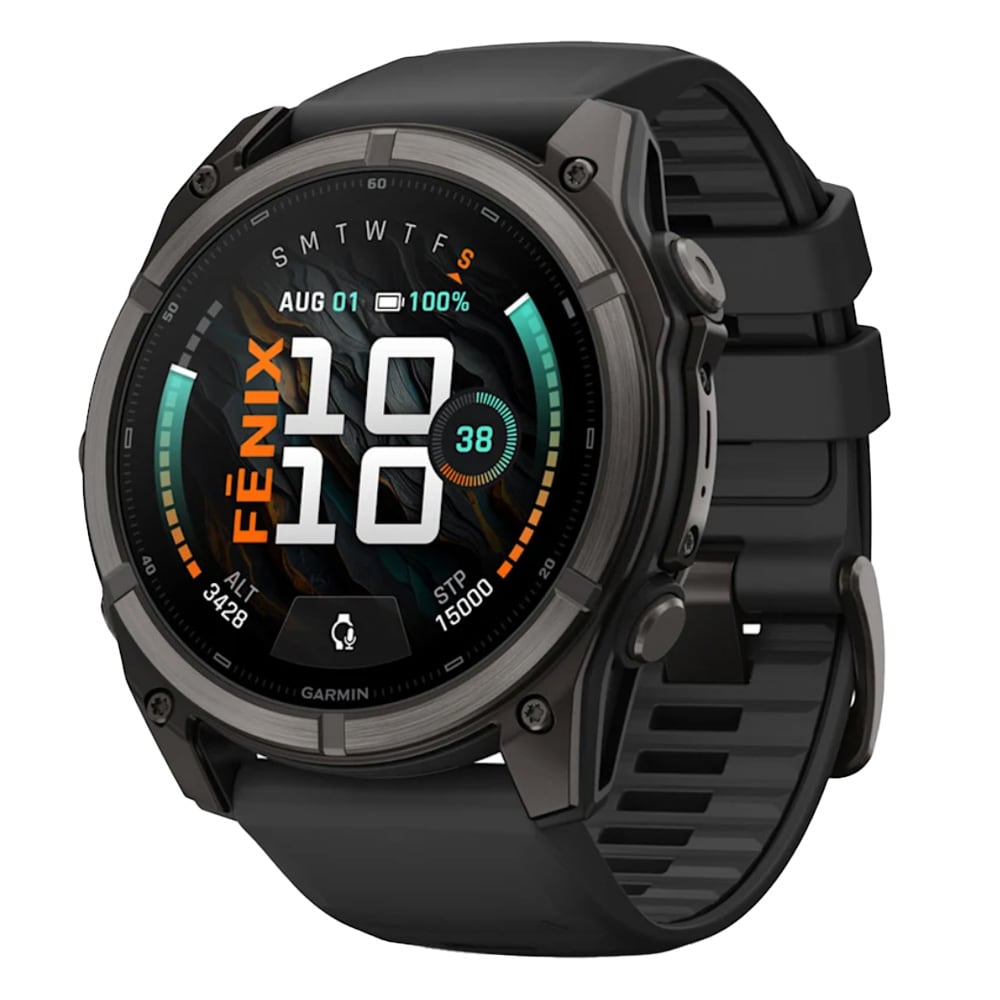 Garmin Fenix 9 51mm Carbon Gray DLC Titanium-Color Smartwatch w/ Built-In Flashlight, AMOLED Display, Black Silicone Band 010-04763-10 - Main Image