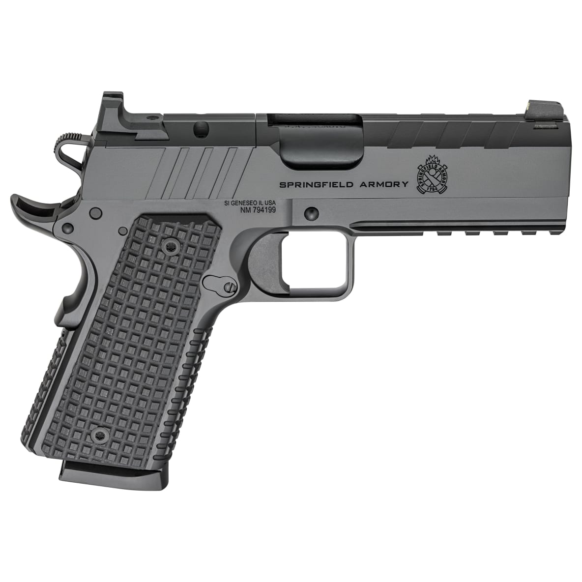 Springfield Armory 1911 Emissary .45 ACP 4.25" Bbl Black Handgun w/ AOS Plate, U-Notch Tritium Sights, 2x8rd Mags PX9228LAOS - Main Image