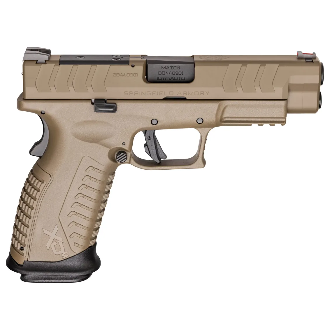 Springfield Armory XD(M) Elite 10mm 4.5" Bbl FDE Optic Ready Handgun w/ Fiber Optic Sights, TacRack RS, 2x16rd Mags XDME94510FHCOSP - Main Image