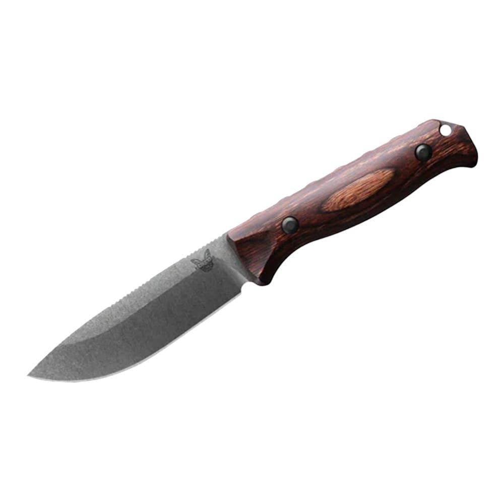 Benchmade Saddle Mountain Skinner Fixed Blade Drop-Point Dark Brown Stabilized Wood Knife 15002