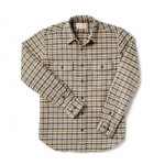 Filson Vintage Flannel Work Shirt Cream Black Brown Tartan 2XL 10689