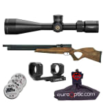 JTS Airacuda Max Big Bore .30 Cal Wood PCP Air Rifle with Athlon Heras SPR 4-20x50mm 1" SFP MOA Riflescope & Rings, 3.25g Pellets, Spudz Cleaning Kit - Main Image