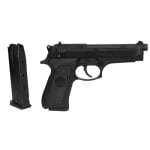 Beretta Model 92FS 9mm Double/Single Action 4.9 Inch Barrel Bruniton Matte Black Finish Plastic Grips Three Dot Sights 15 Round Made In Italy USED: Excellent condition - JS92F300M