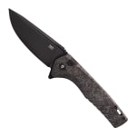 Tekto F3 Charlie Black D2 Blade Forged Carbon Handle Black Accents Drop Lock Fine Edge Folding Knife F3R-CCBK-D2BK1-A1 - Main Image