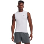 Under Armour Men's Heatgear Sleeveless White/Black Compression Shirt 1361522-10000 - Main Image
